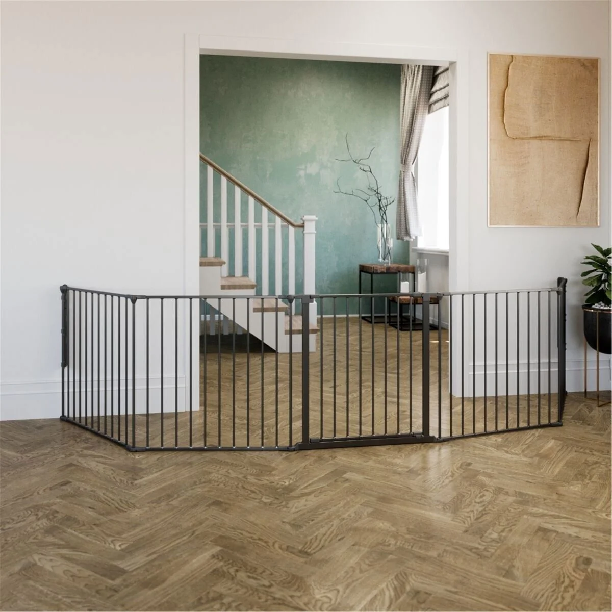 Svart DogSpace Max 2-i-1 med fem paneler